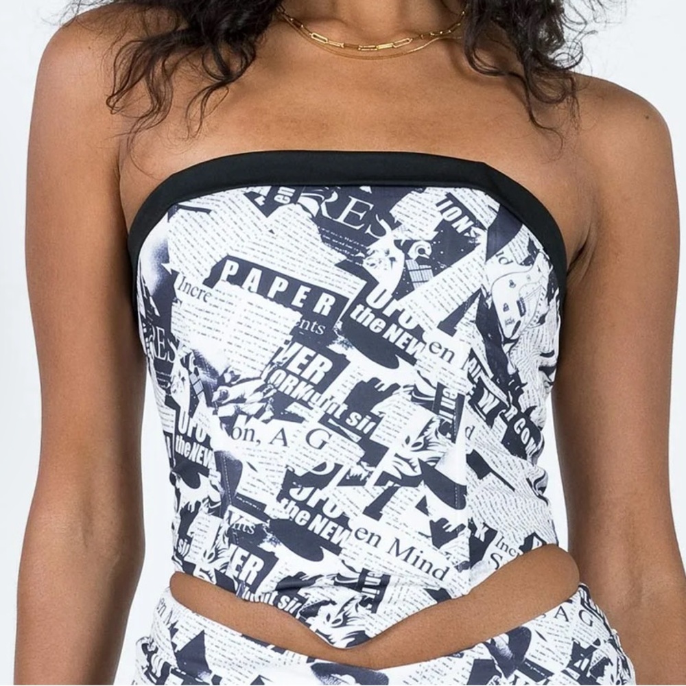 Princess Polly Cazale Strapless Top Black/White 🖤